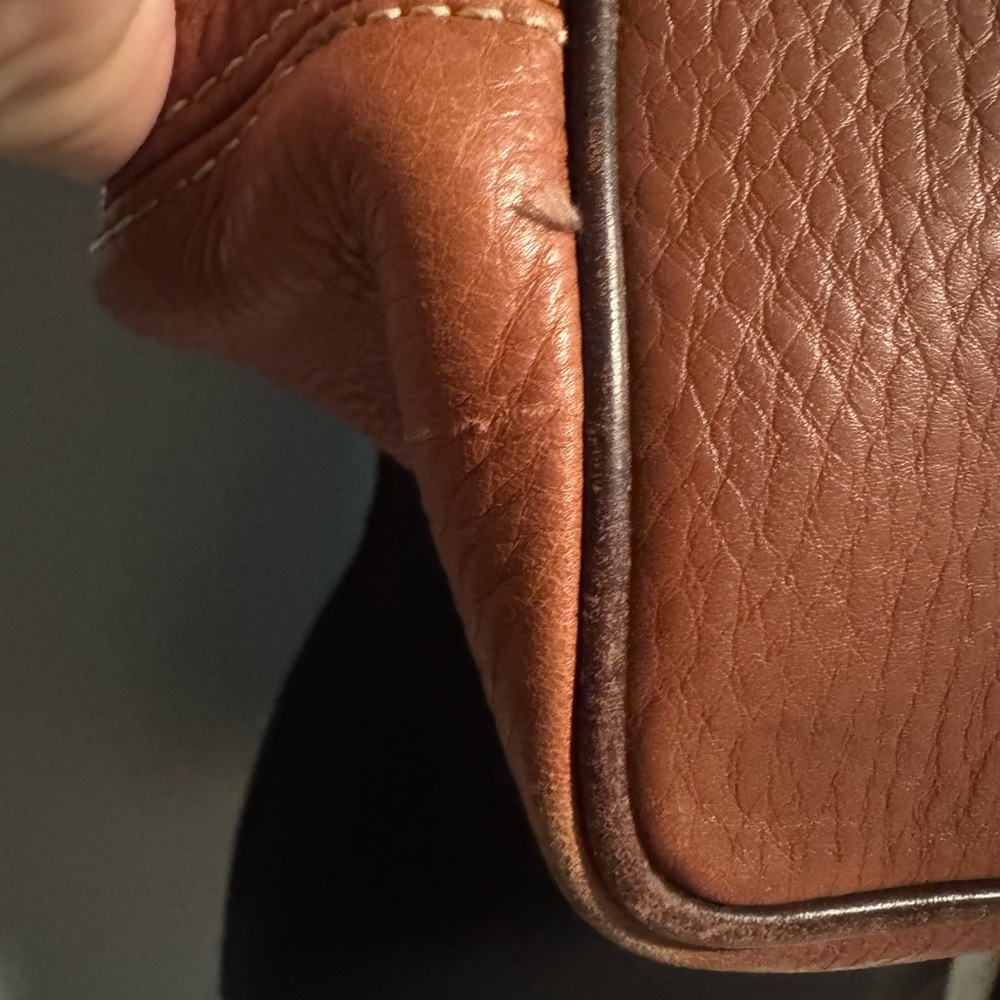 Dooney & Bourke Embossed Logo Pebbled Leather Shoulder Bag - Brown - Picture 10 of 13